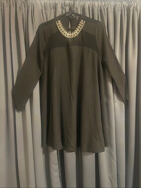 Lulu's Black Tunic Dress with Embellished Collar